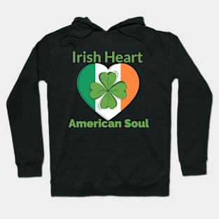 Irish Heart American Soul Heart flag with four leaf clover Hoodie